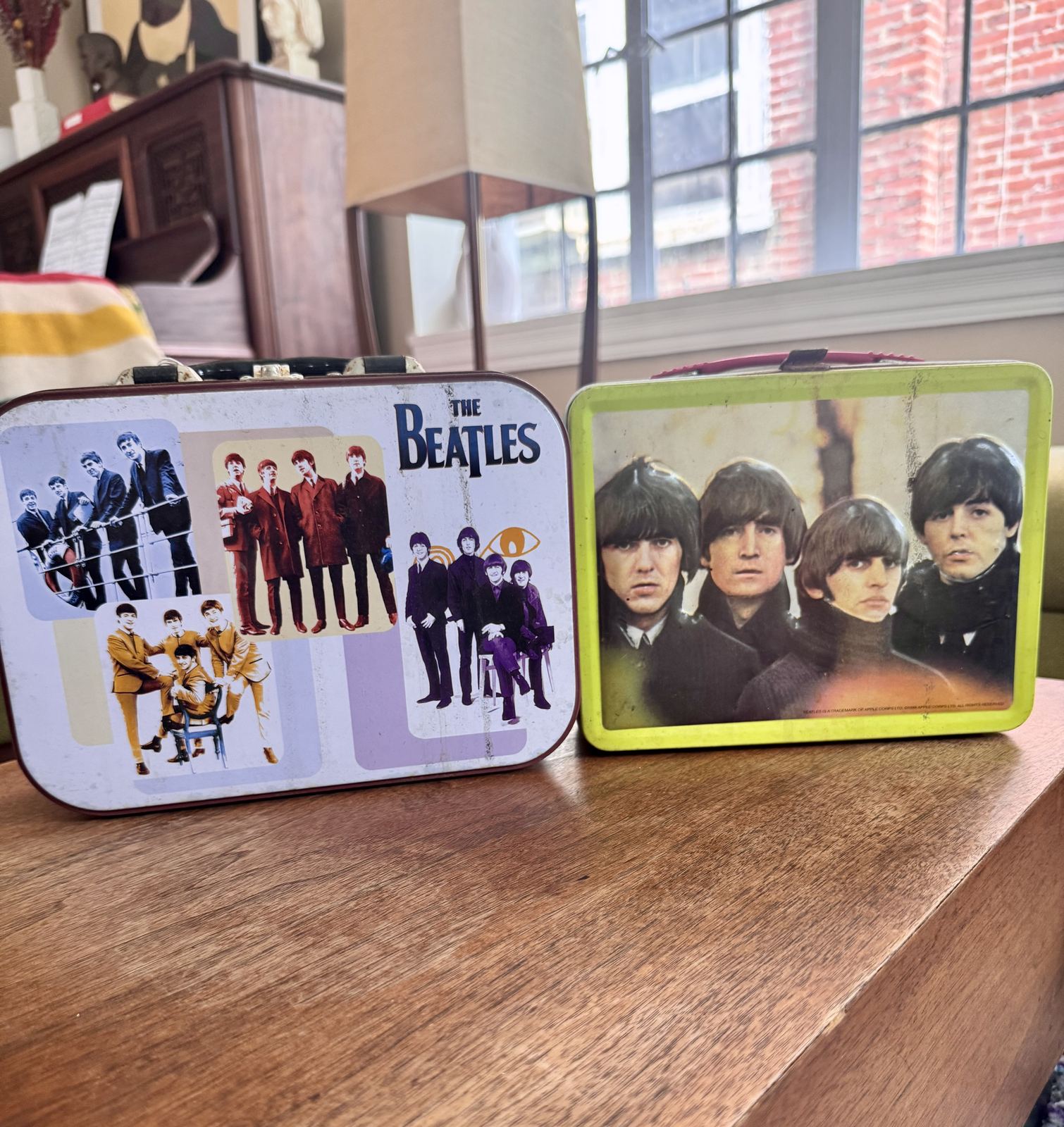 Pair of vintage Beatles metal lunchboxes