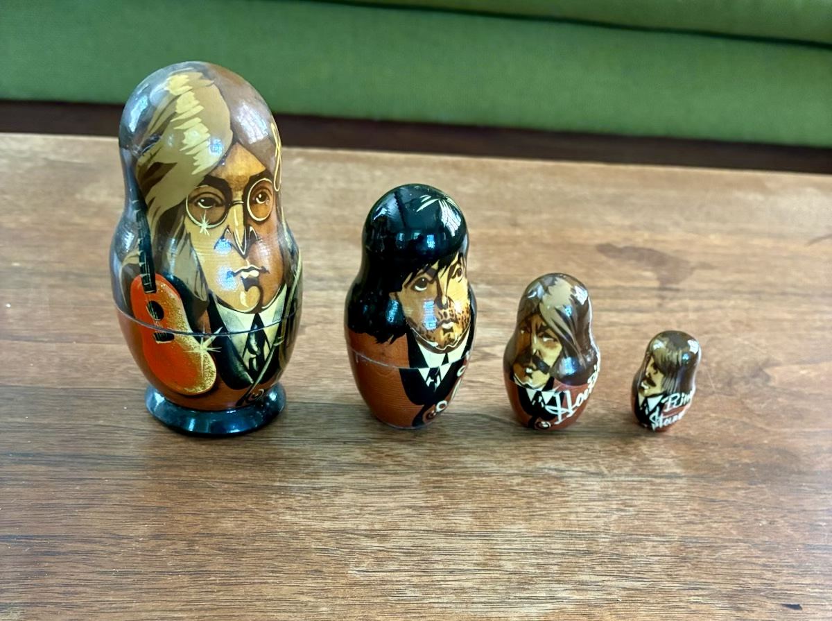 Beatles matryoshka nesting doll set, John Lennon largest