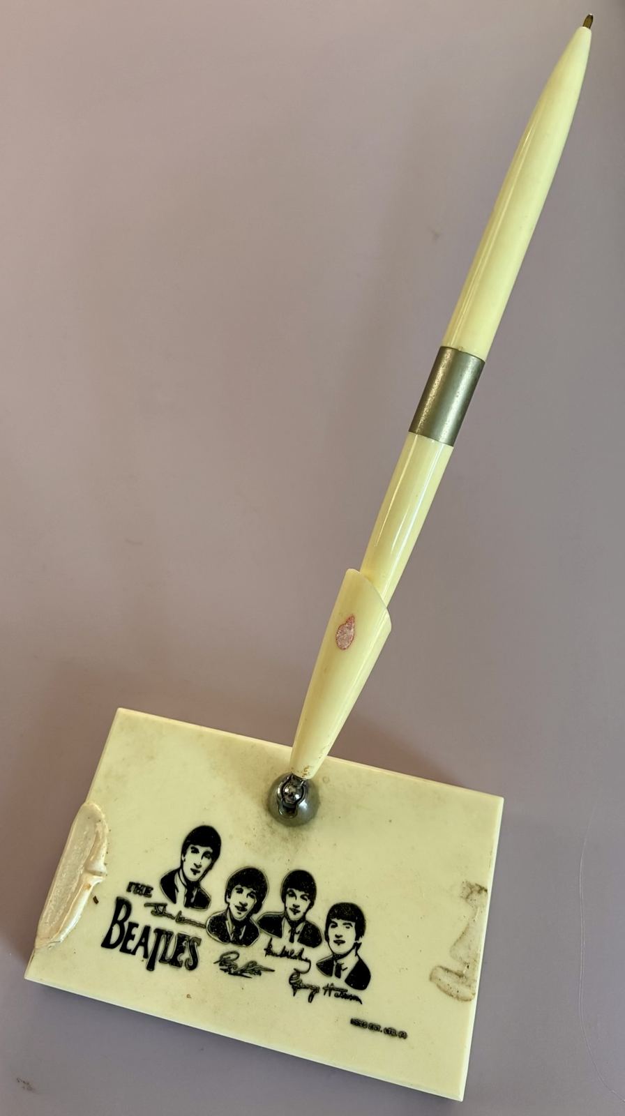 Vintage Beatles pen and stand set